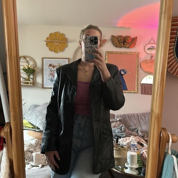 Vintage Valerie Stevens New Zealand Lambskin Leather Blazer Jacket Coat - Picture 9 of 9